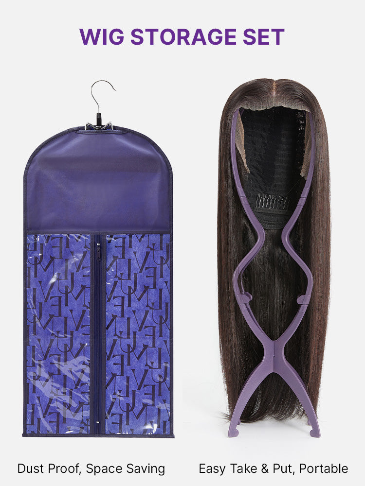 Luvme Hair wig storage set with a black wig bag and adjustable wig stand for easy organizing and styling.