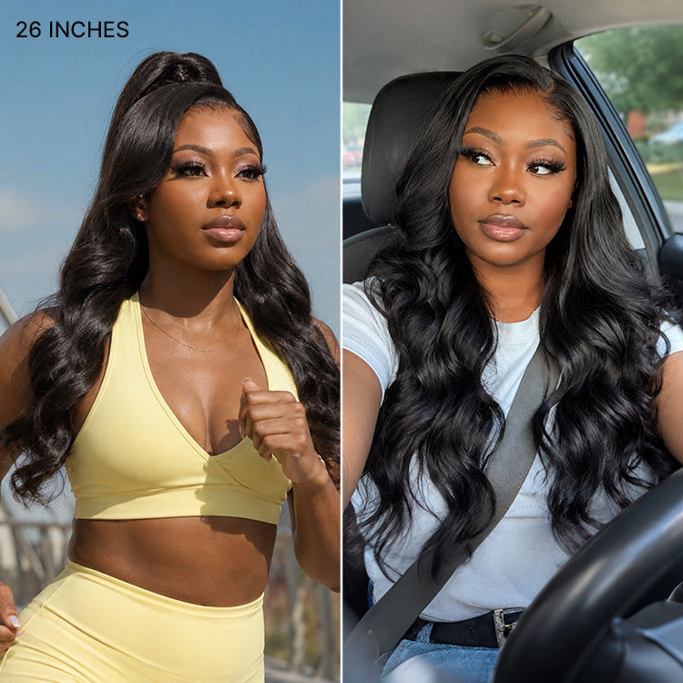 Luvme Hair NatureMAX™ 200% density loose wave glueless HD lace front wig with pre-cut lace and adjustable drawstring cap.