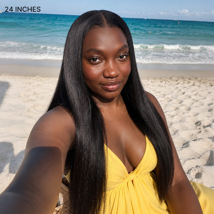 Luvme Hair PreMax Wigs 13x4 frontal lace wig with silky straight human hair and natural hairline, glueless style.