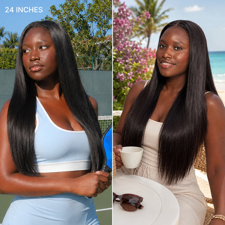 Luvme Hair PreMax Wigs, 13x4 frontal lace wig with natural hairline, silky straight human hair, glueless design, pre-cut lace.