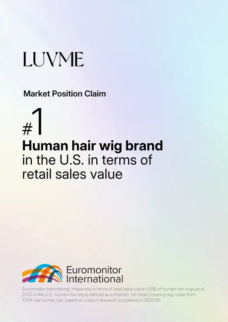 Luvme All-Day Comfort™ 180% density loose body wave human hair wig with bangs, 7x6 glueless HD lace closure, pre-cut lace.