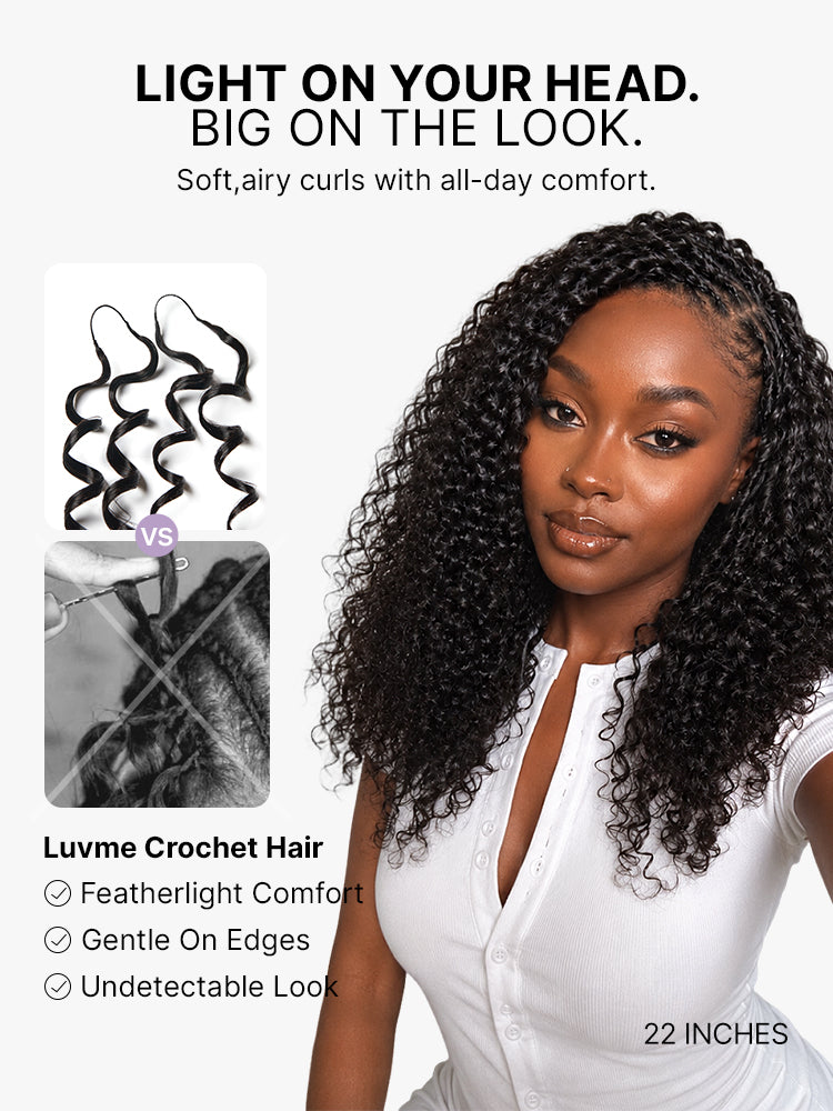 Crochet Extension for Miracle Knots Boho Braids Pre-Separated Feather Crochet Extension Human Hair | Wet and Wavy, Burmese Curly, Kinky Straight Protective Style-07