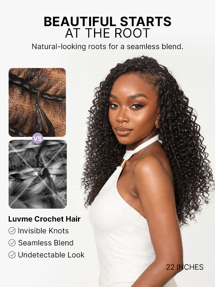 Crochet Extension for Miracle Knots Boho Braids Pre-Separated Feather Crochet Extension Human Hair | Wet and Wavy, Burmese Curly, Kinky Straight Protective Style-03