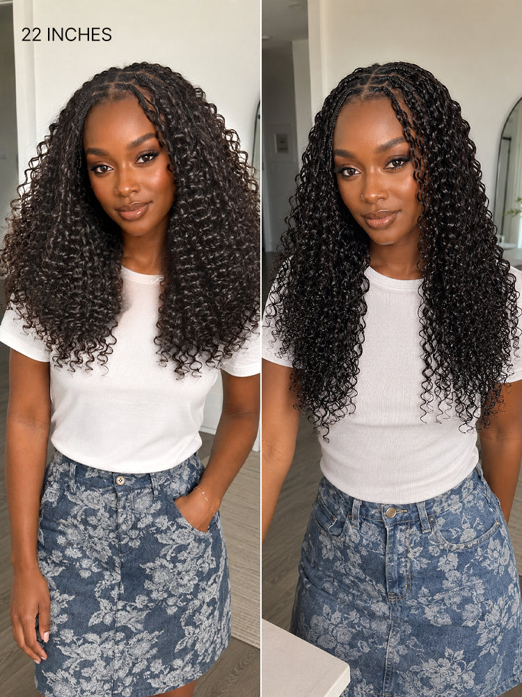 Crochet Extension for Miracle Knots Boho Braids Pre-Separated Feather Crochet Extension Human Hair | Wet and Wavy, Burmese Curly, Kinky Straight Protective Style-09
