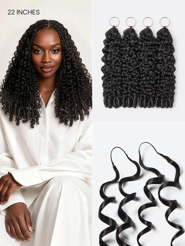 Crochet Extension for Miracle Knots Boho Braids Pre-Separated Feather Crochet Extension Human Hair | Wet and Wavy, Burmese Curly, Kinky Straight Protective Style-04