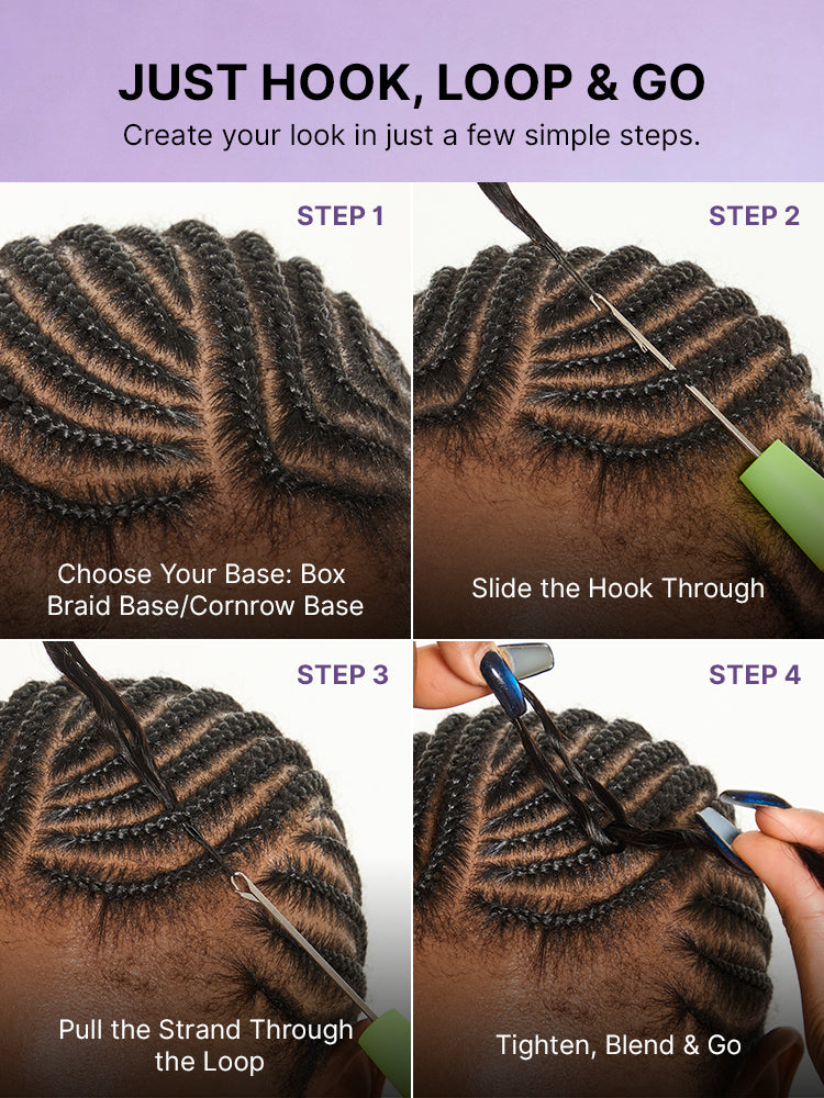 Crochet Extension for Miracle Knots Boho Braids Pre-Separated Feather Crochet Extension Human Hair | Wet and Wavy, Burmese Curly, Kinky Straight Protective Style-06
