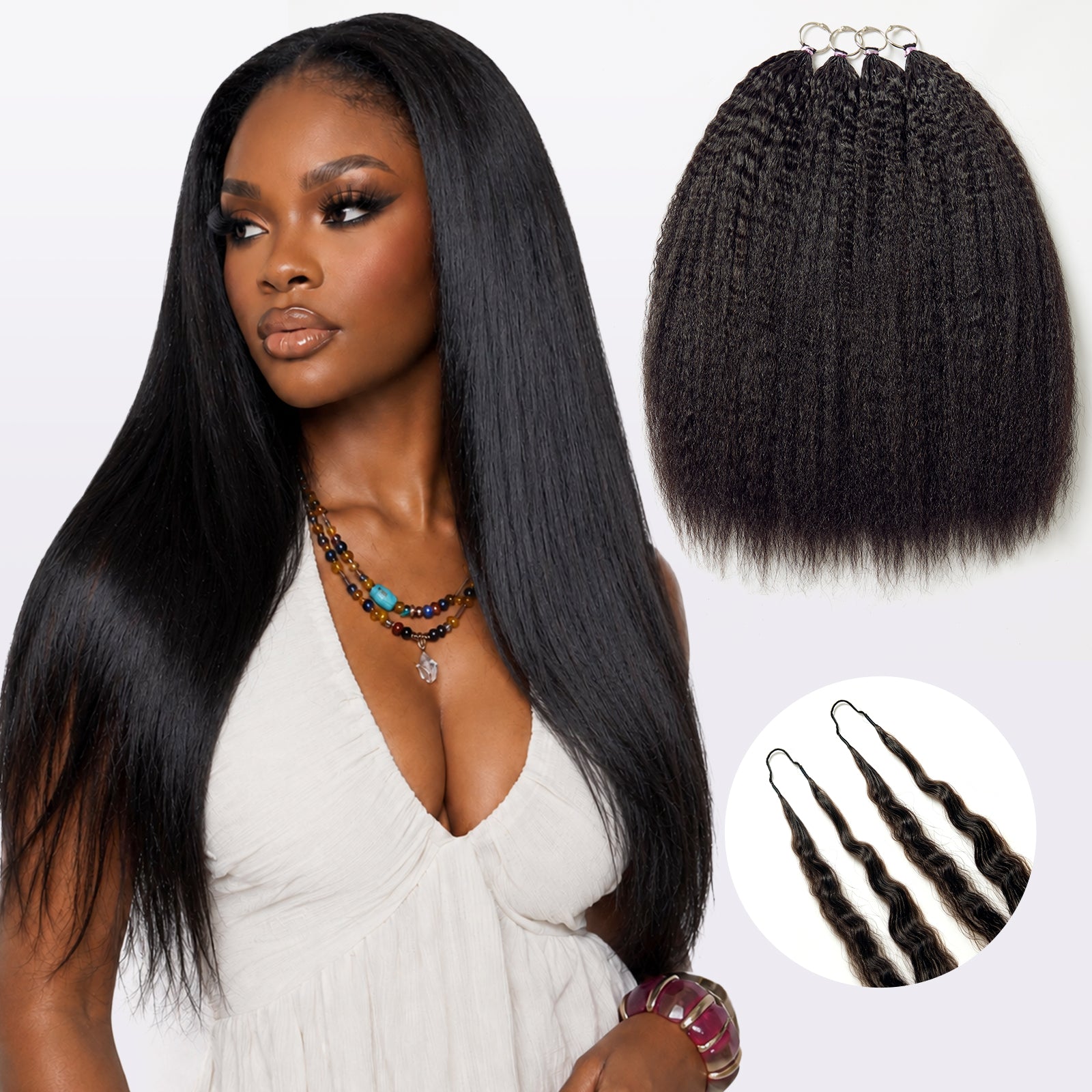 Crochet Extension for Miracle Knots Boho Braids Pre-Separated Feather Crochet Extension Human Hair | Wet and Wavy, Burmese Curly, Kinky Straight Protective Style-11