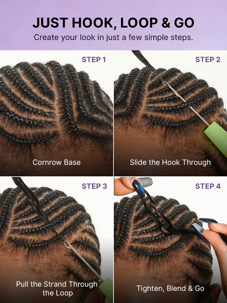 Miracle Knots Crochet Hair Wet and Wavy Water Wave | Kinky Straight for Boho Braids | Crochet Weaves | Fulani Braids | Twists Pre-Separated Lightweight Full & Soft Pre-Looped Human Hair Extensions Protective Style-43