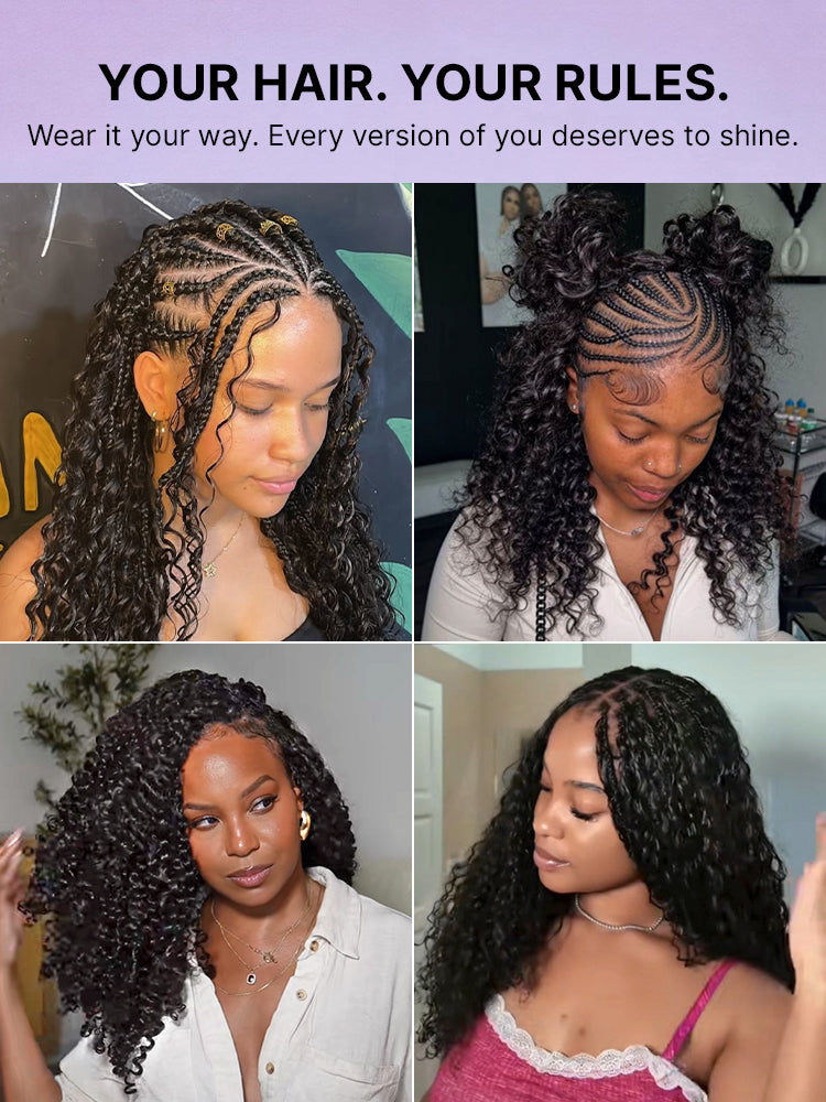 Miracle Knots Crochet Hair Wet and Wavy Water Wave | Kinky Straight for Boho Braids | Crochet Weaves | Fulani Braids | Twists Pre-Separated Lightweight Full & Soft Pre-Looped Human Hair Extensions Protective Style-48