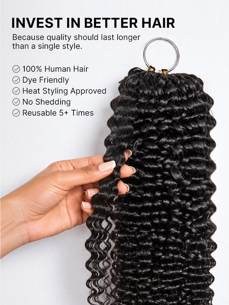 Miracle Knots Crochet Hair Wet and Wavy Water Wave | Kinky Straight for Boho Braids | Crochet Weaves | Fulani Braids | Twists Pre-Separated Lightweight Full & Soft Pre-Looped Human Hair Extensions Protective Style-49