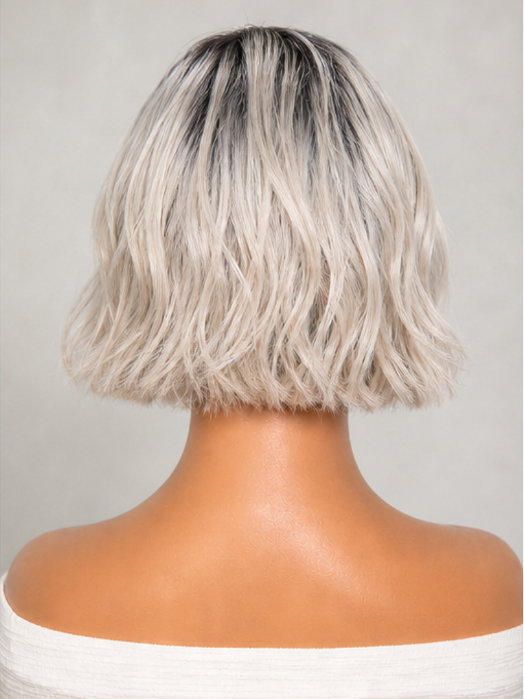 Luvme Hair PreMax Wigs ice platinum blonde bob with dark roots, natural hairline, 13x4 lace frontal, short human hair wig