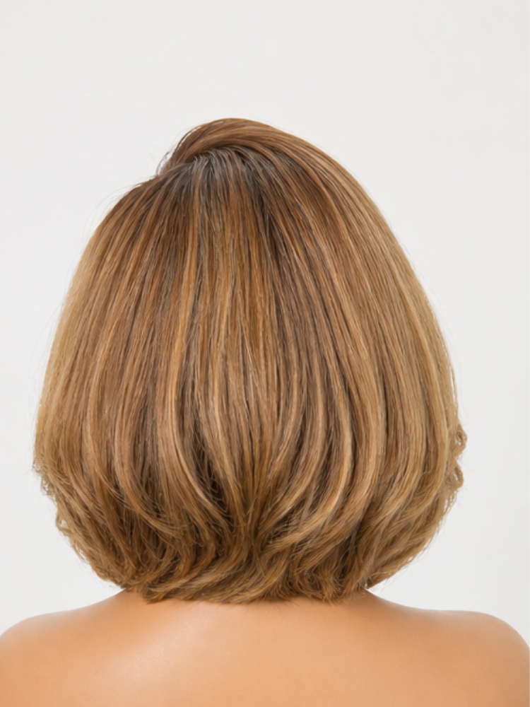 Luvme Hair PreMax Wigs gold brown highlight bob wig with natural hairline, 13x4 lace frontal, human hair, short, glueless design