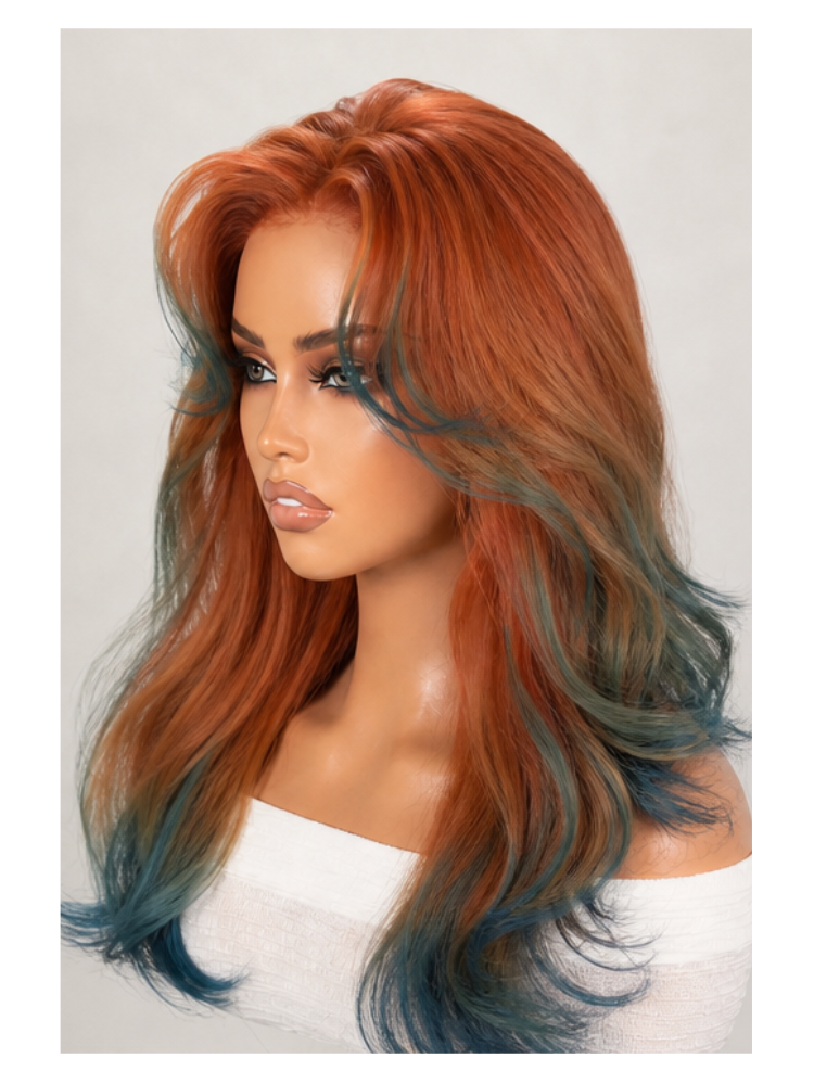 Luvme Copper Orange to Peacock Blue Mermaid Ombre Body Wave PartingMax Glueless 7x6 Closure HD Lace Wig Pre-Cut Lace-02