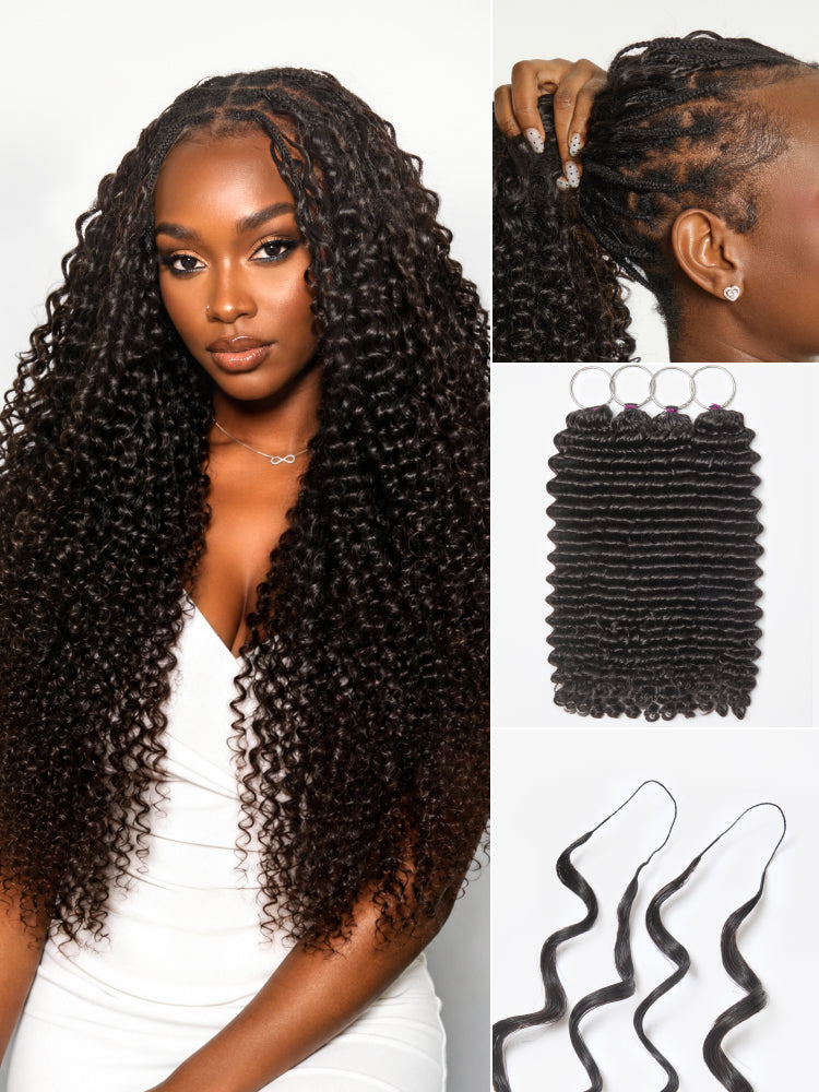 Crochet Extension for Miracle Knots Boho Braids Pre-Separated Feather Crochet Extension Human Hair | Wet and Wavy, Burmese Curly, Kinky Straight Protective Style-27