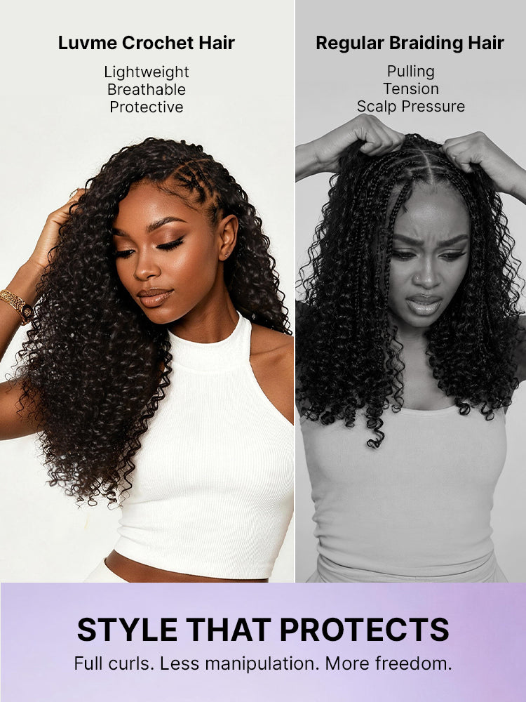 Miracle Knots Crochet Hair Wet and Wavy Water Wave | Kinky Straight for Boho Braids | Crochet Weaves | Fulani Braids | Twists Pre-Separated Lightweight Full & Soft Pre-Looped Human Hair Extensions Protective Style-11