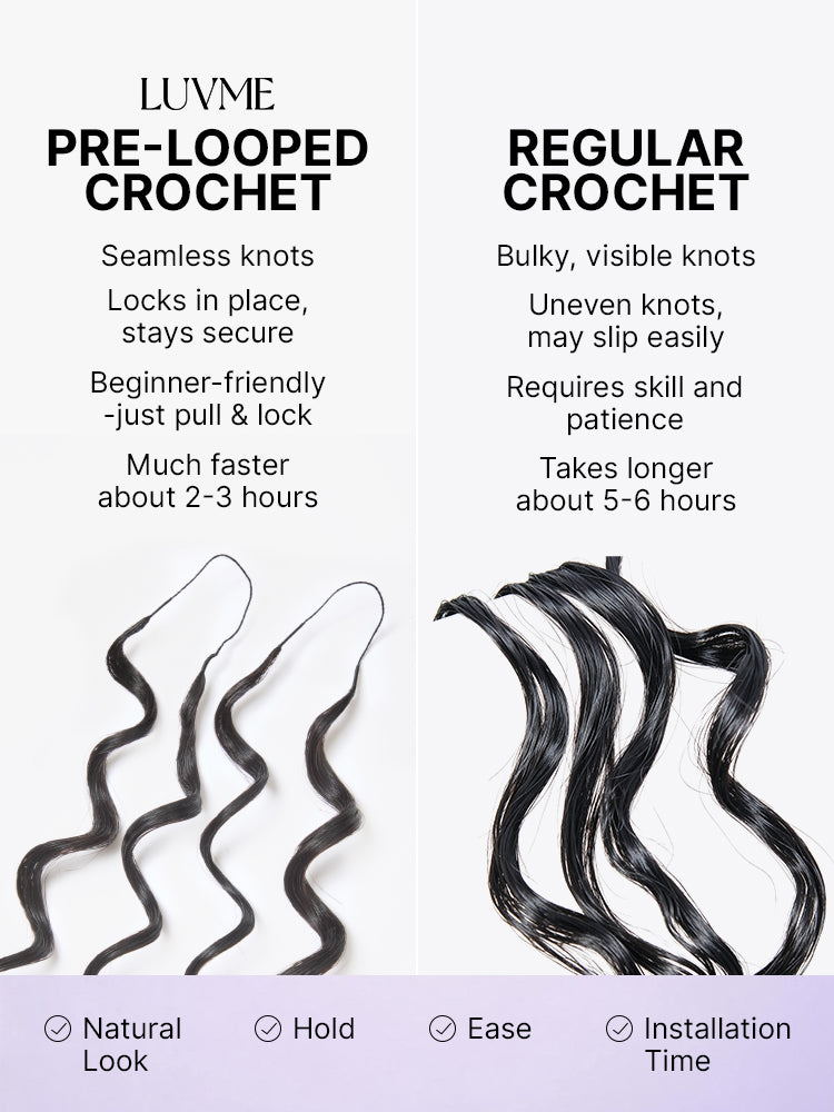 Miracle Knots Crochet Hair Wet and Wavy Water Wave | Kinky Straight for Boho Braids | Crochet Weaves | Fulani Braids | Twists Pre-Separated Lightweight Full & Soft Pre-Looped Human Hair Extensions Protective Style-10