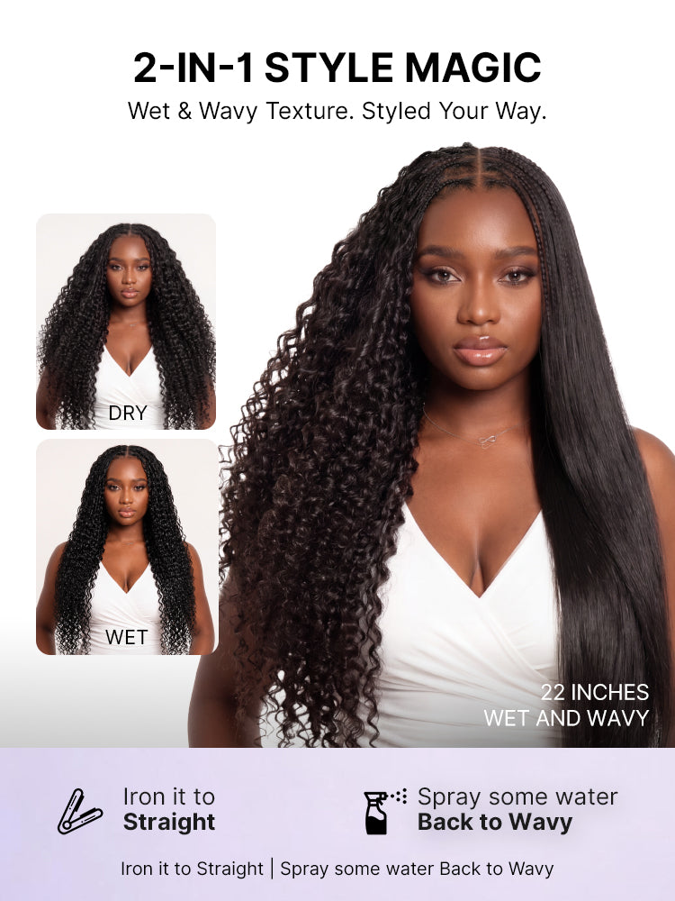 Miracle Knots Crochet Hair Wet and Wavy Water Wave | Kinky Straight for Boho Braids | Crochet Weaves | Fulani Braids | Twists Pre-Separated Lightweight Full & Soft Pre-Looped Human Hair Extensions Protective Style-04