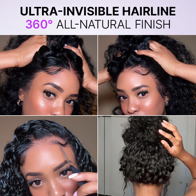 Luvme Hair PreMax water wave curly lace frontal wig with drawstring, 13x4 lace, pre-cut lace, and flexible fit
