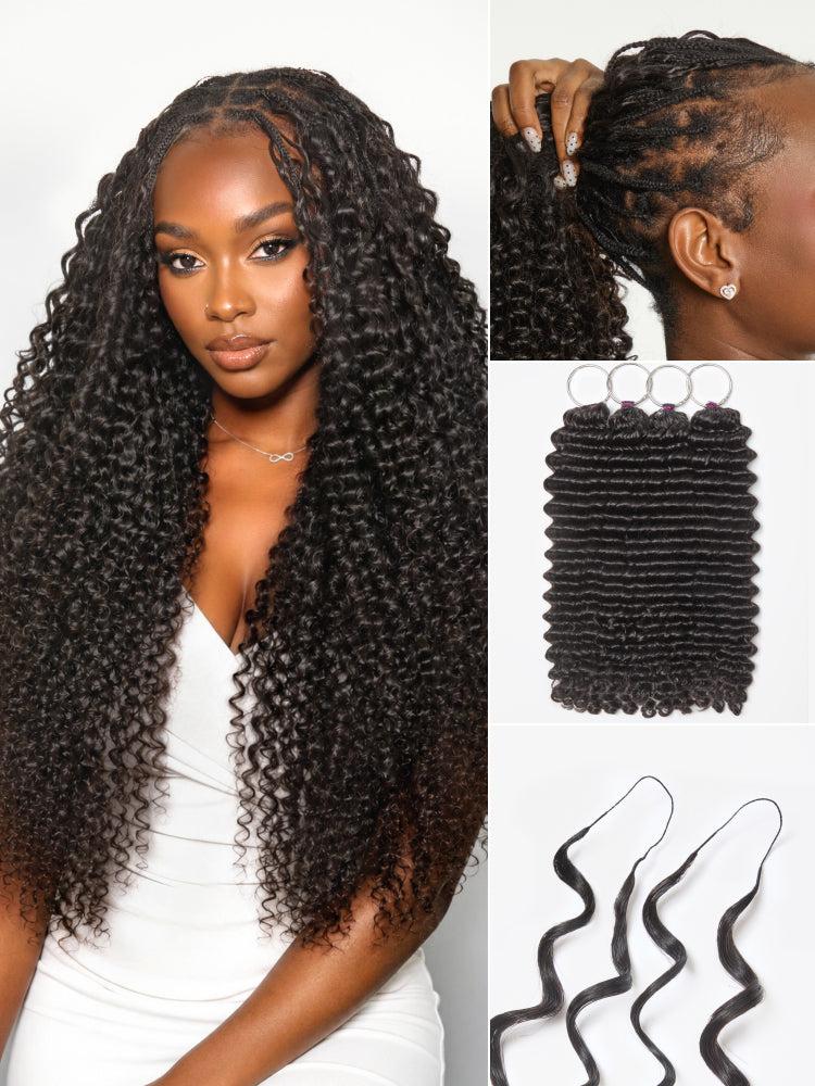 Miracle Knots Crochet Hair Wet and Wavy Water Wave | Kinky Straight for Boho Braids | Crochet Weaves | Fulani Braids | Twists Pre-Separated Lightweight Full & Soft Pre-Looped Human Hair Extensions Protective Style-01