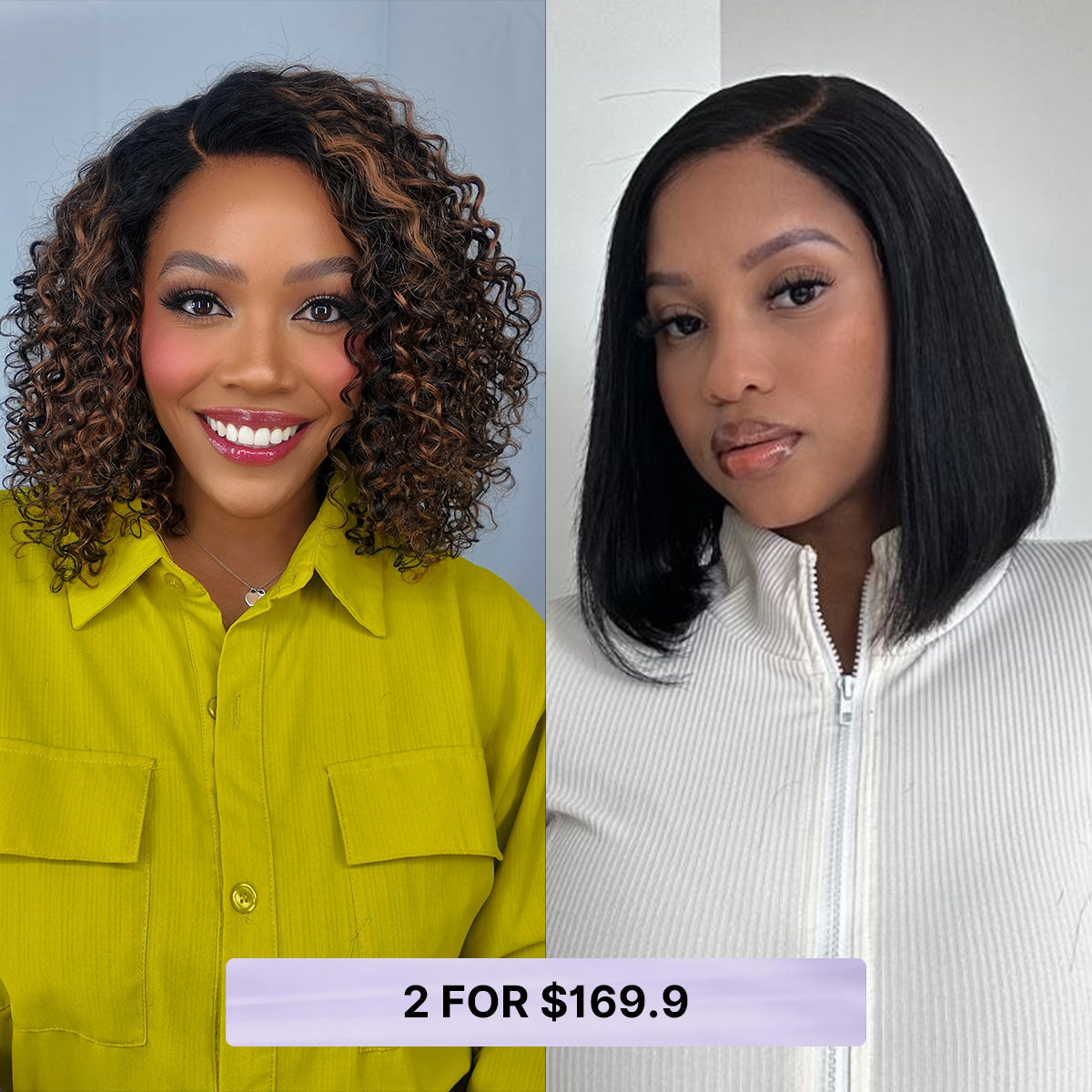 Luvme 12-inch deep wave and blunt cut bob HD lace wigs, glueless minimalist style, natural hair appearance, close-up view