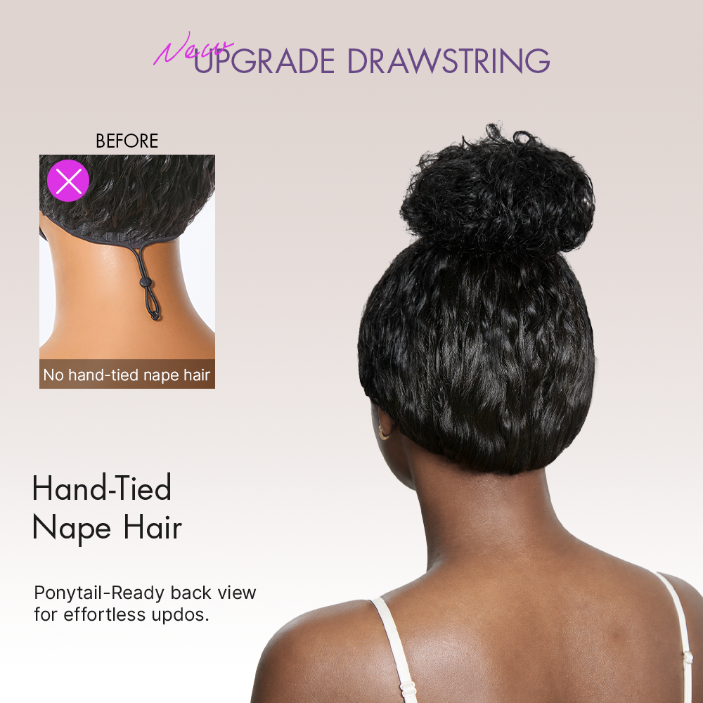 Luvme Hair PreMax 180% density water wave glueless lace frontal wig with curly, fluffy texture and pre-cut lace, 13x4 style.