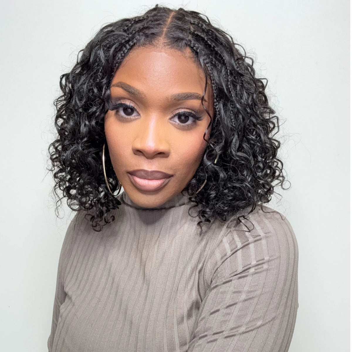 12 Inches | Boho Braids Deep Curly Glueless 5x5 Closure Lace with Braided Top Human Hair Wig Pre-Cut Lace-28