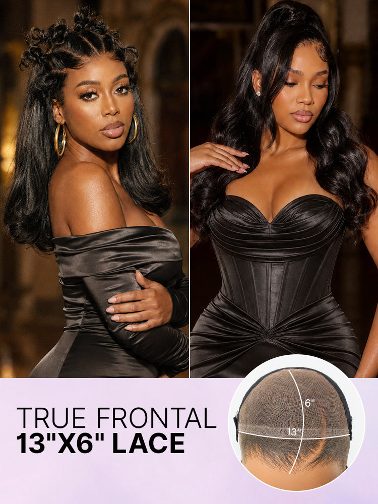 Luvme Hair NatureMAX 200% Density Ombre Brown/Natural Black HD Lace Front Wig with loose wave, pre-cut lace, and flexi-fit cap