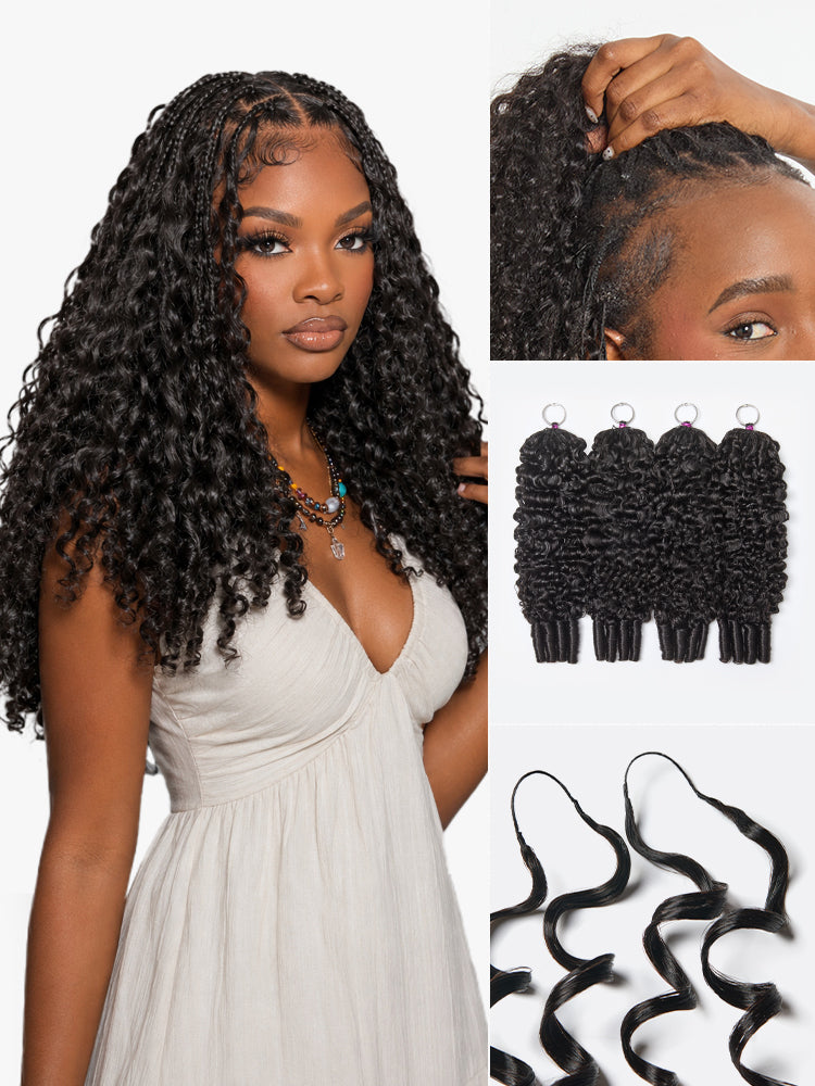 Luvme Hair Miracle Knots Burmese Curly crochet hair extensions for boho braids, twists, and protective styling.
