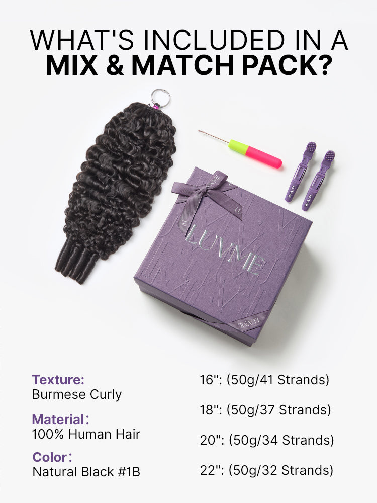 Miracle Knots Crochet Hair Burmese Curly for Boho Braids | Crochet Weaves | Fulani Braids | Twists Pre-Separated Lightweight Full & Soft Pre-Looped Human Hair Extensions Protective Style-27