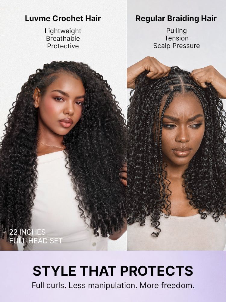 Luvme Hair Miracle Knots Burmese Curly Crochet Hair for Boho Braids, Fulani Braids, twists, lightweight pre-looped human hair extensions
