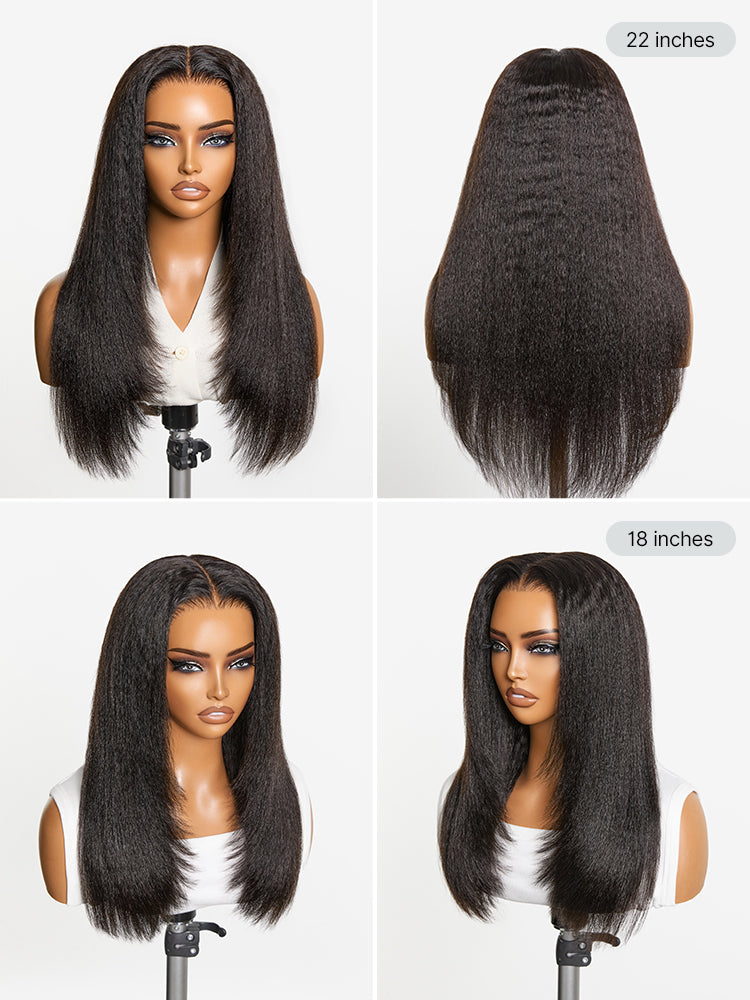 Luvme Hair 7x6 HD lace wig with layered light kinky straight body wave, glueless closure, pre-cut lace and butterfly cut layers.