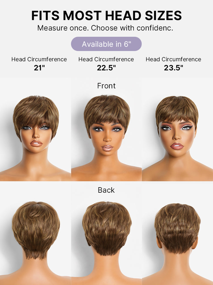 Throw On & Go Light Blonde Short Cut with Bangs Wig Ultra Comfort Skin-Like Soft Care Glueless Wig-07