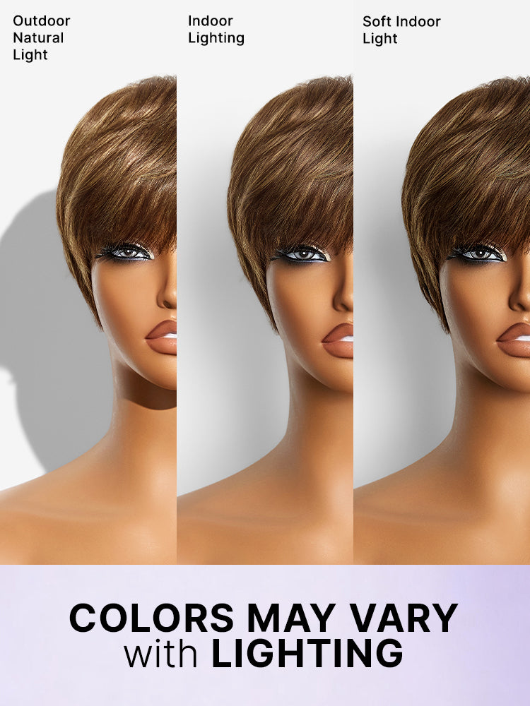 Throw On & Go Light Blonde Short Cut with Bangs Wig Ultra Comfort Skin-Like Soft Care Glueless Wig-08