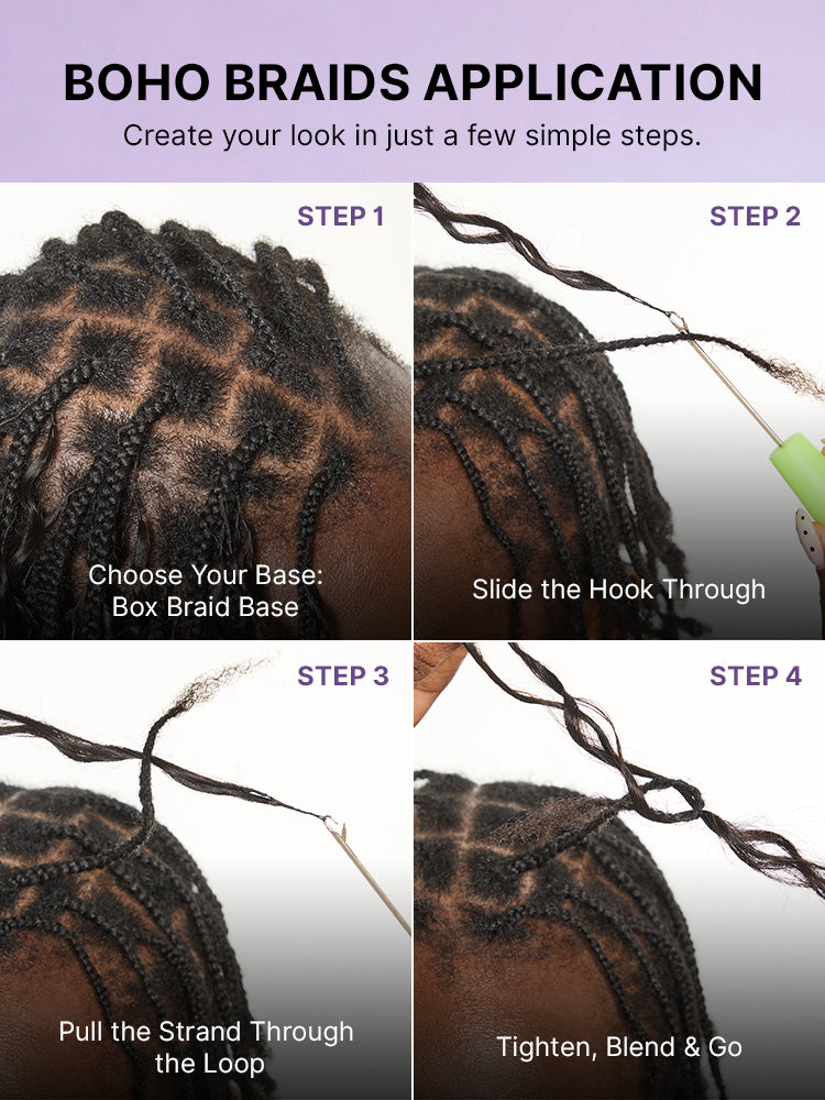 Miracle Knots Crochet Hair Kinky Straight for Boho Braids | Crochet Weaves | Fulani Braids | Twists Pre-Separated Lightweight Full & Soft Pre-Looped Human Hair Extensions Protective Style-49