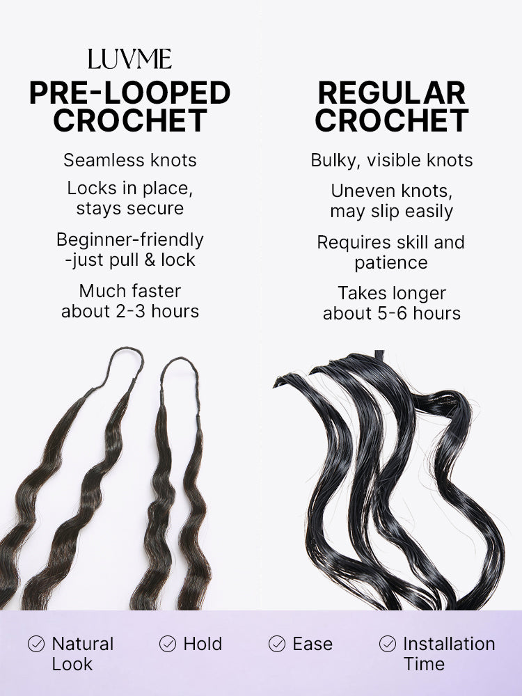 Luvme Hair Miracle Knots Crochet Hair Kinky Straight extensions for boho braids, twists, and Fulani braids, lightweight and pre-looped.