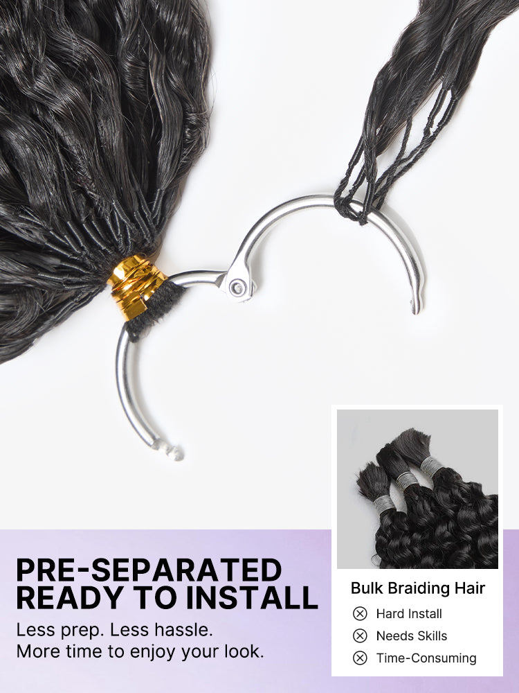 Luvme Hair Miracle Knots Crochet Hair in kinky straight texture, pre-looped, lightweight, full, soft, ideal for boho braids and twists.