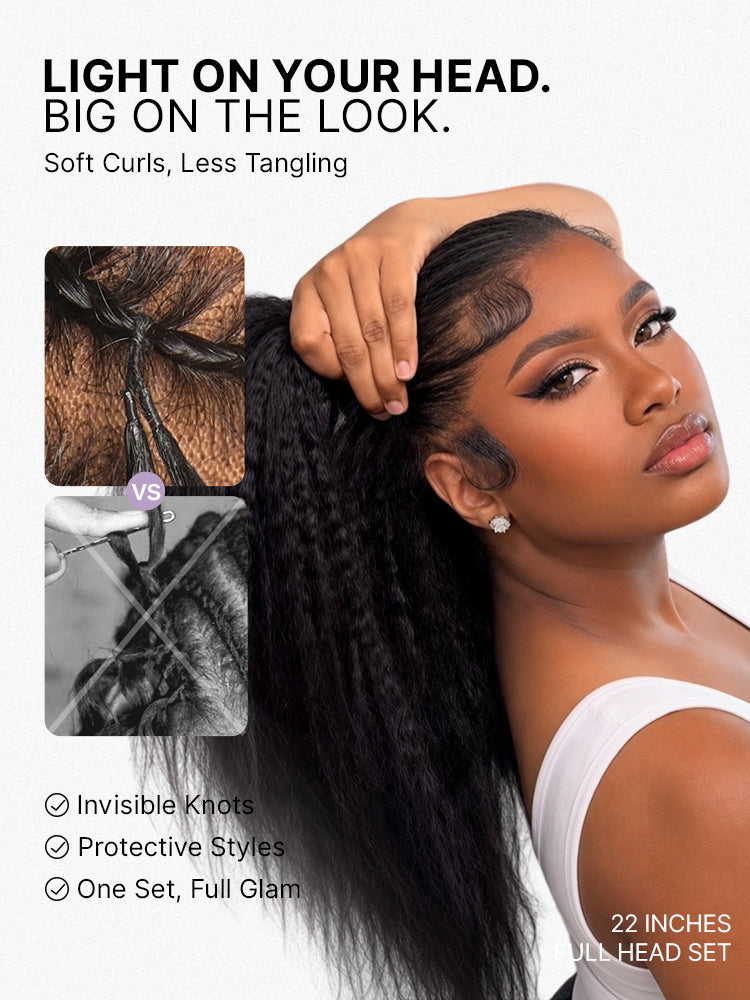 Luvme Hair Miracle Knots crochet hair in kinky straight style for boho braids, twists, and Fulani braids, lightweight and pre-looped.