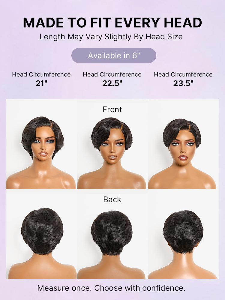 Elegant Natural Black Layered Short Pixie Cut Minimalist HD Lace Wig Pre-cut Lace-29