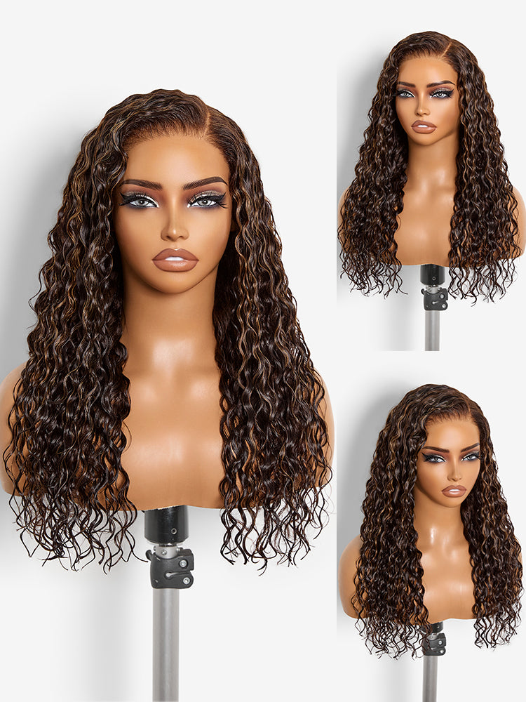 Luvme All-Day Comfort™ Wig PartingMax Brown Highlights Funmi Curly 7x6 Closure HD Lace Glueless Wig Pre Cut Lace-100