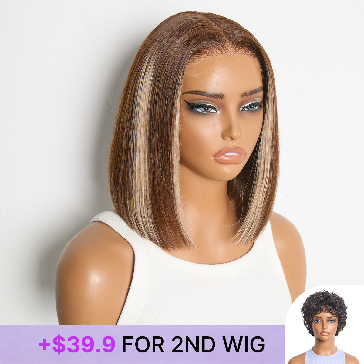 Special Add-On | Ash Blonde Highlight Glueless 5x5 HD Closure Lace Bob Wig Pre-Cut Lace Flexi-Fit Drawstring Cap-22