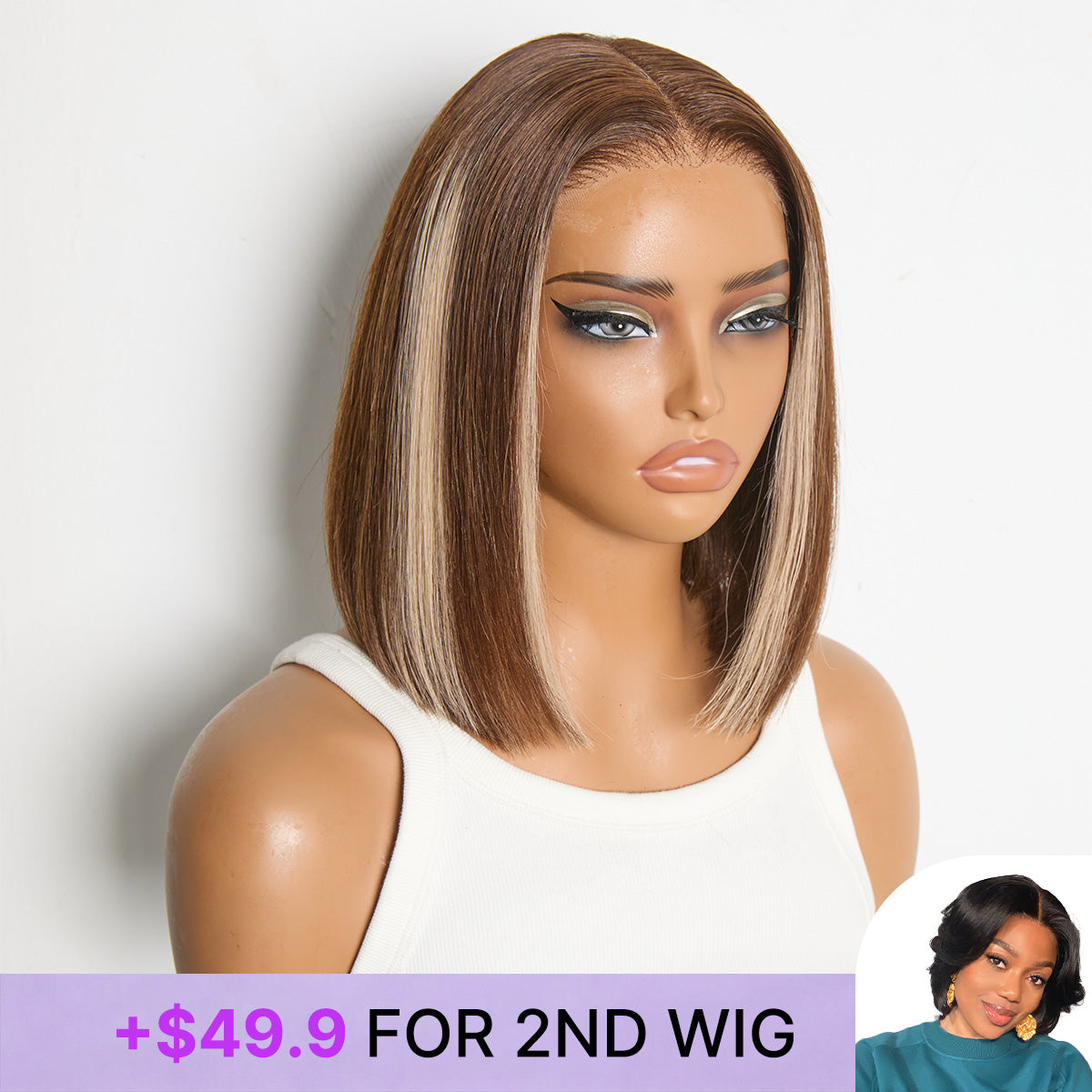 Special Add-On | Ash Blonde Highlight Glueless 5x5 HD Closure Lace Bob Wig Pre-Cut Lace Flexi-Fit Drawstring Cap-23