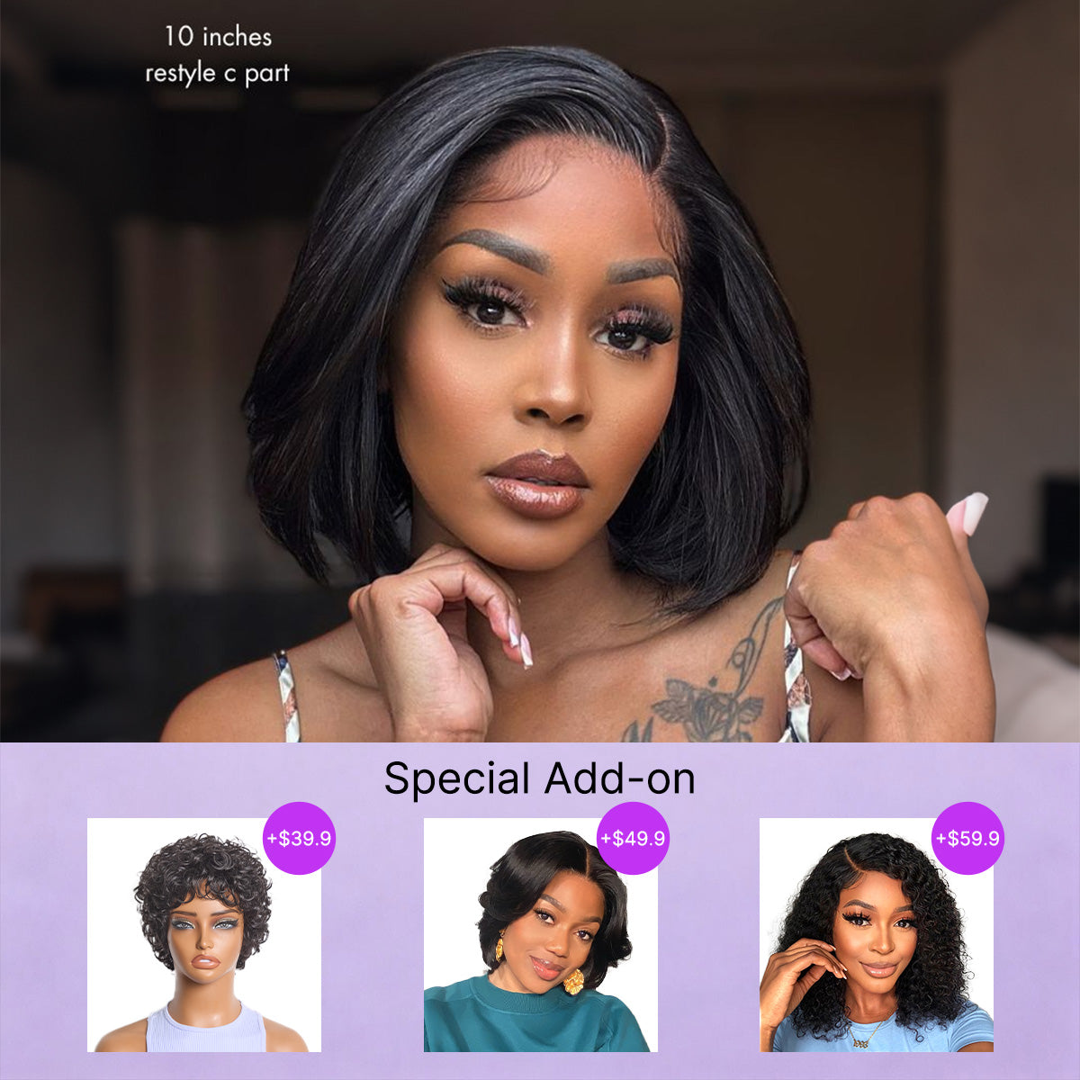 Special Add-On | Luvme All-Day Comfort™ Wig Silky Blunt Cut Bob Glueless 7x6 Closure HD Lace Wig Pre-Cut Lace-01