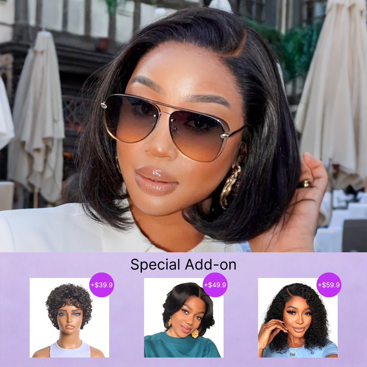 Special Add-On | PreMax Wigs - Natural Black / Blonde Highlight C Part Glueless Lace Front Bob Wig Pre-cut Lace-01