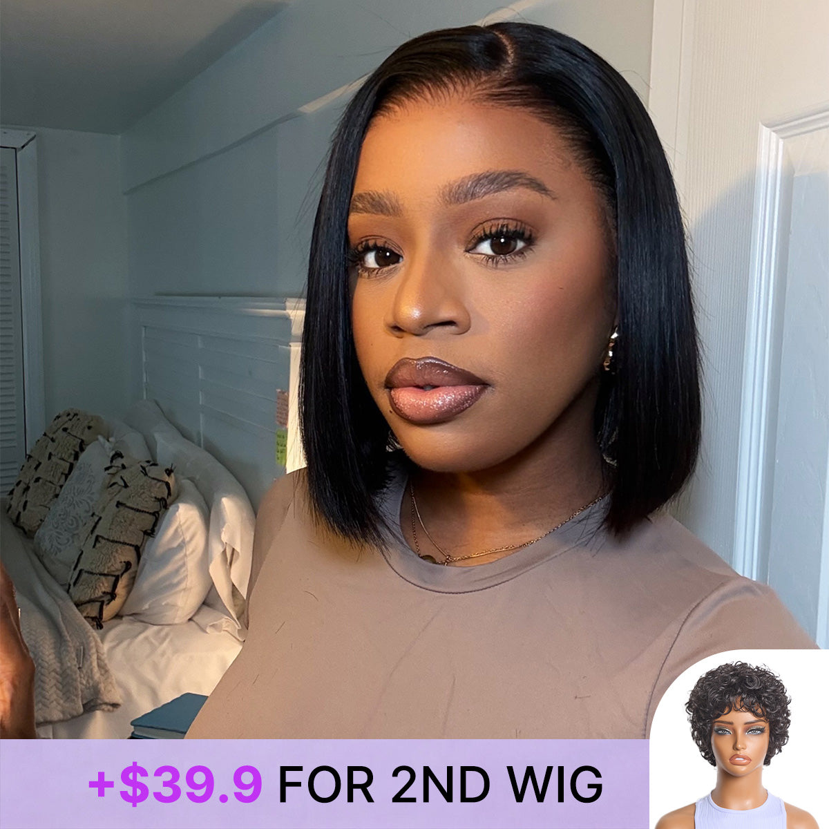 Special Add-On | Silky Blunt Cut Bob Glueless Ear-to-ear 13x4 HD Lace Front Wig Pre-Cut Lace Flexi-Fit Drawstring Cap-14
