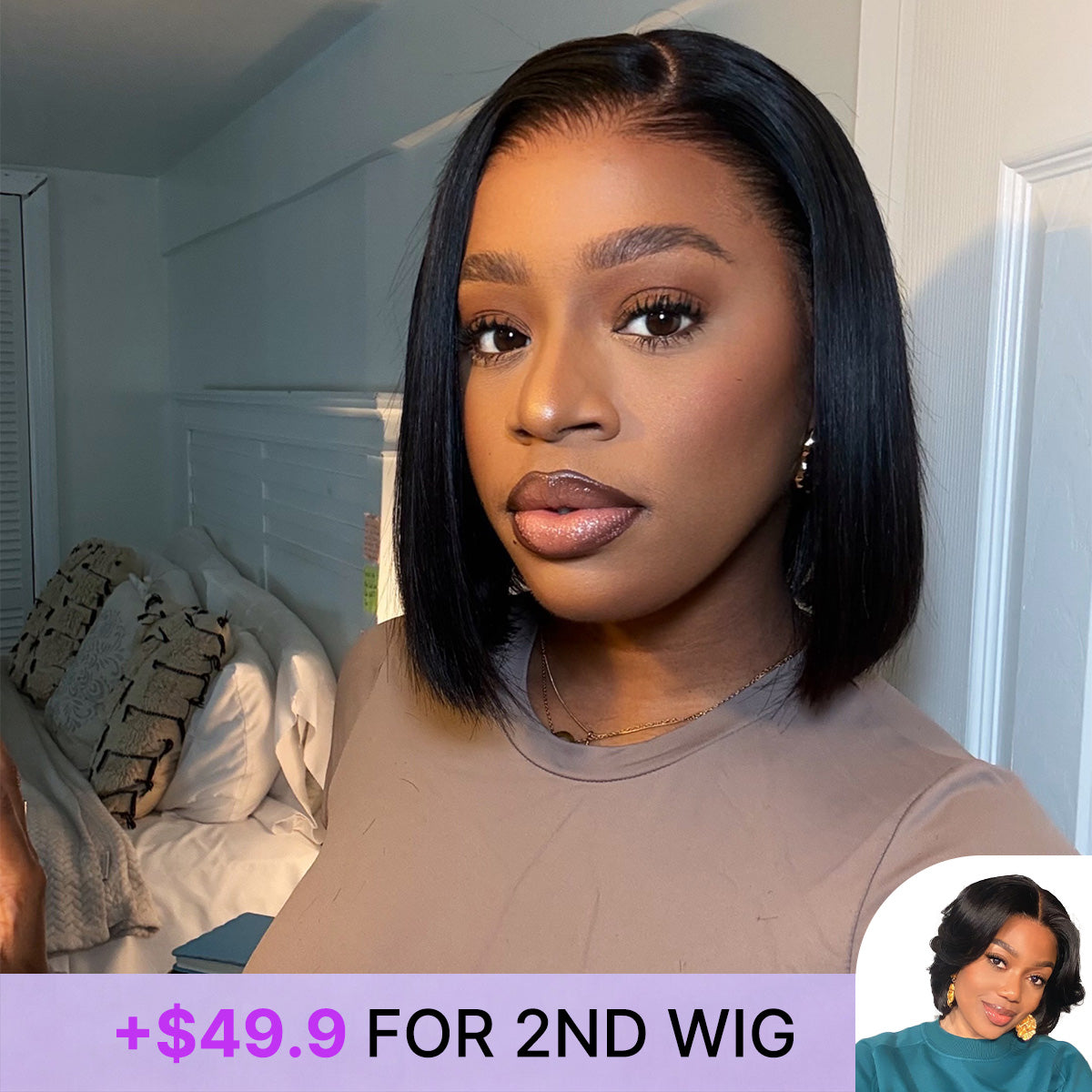 Special Add-On | Silky Blunt Cut Bob Glueless Ear-to-ear 13x4 HD Lace Front Wig Pre-Cut Lace Flexi-Fit Drawstring Cap-15