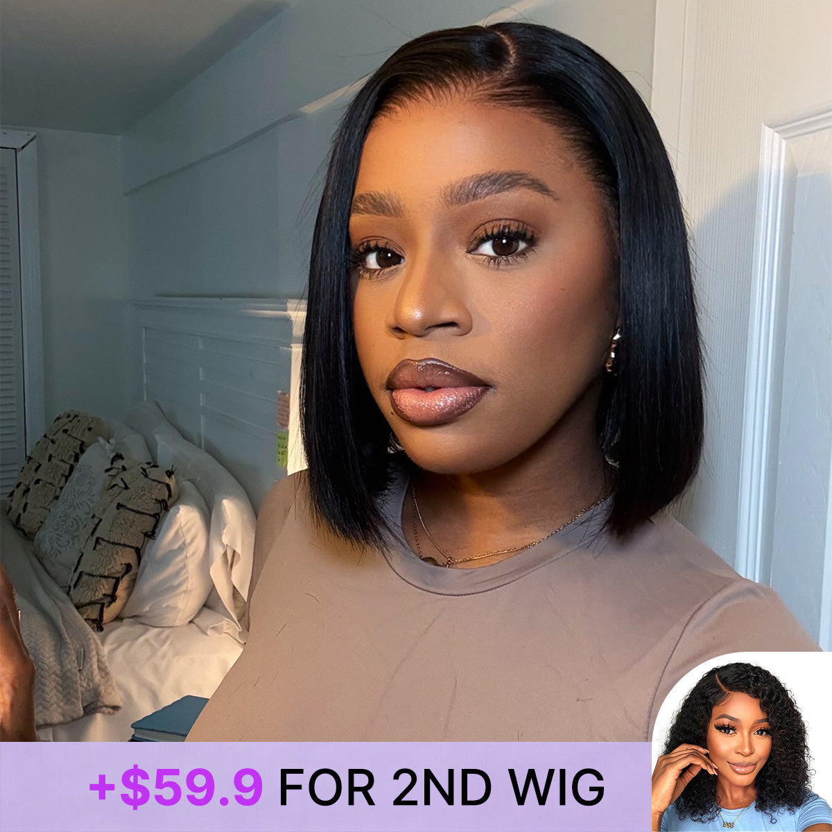 Special Add-On | Silky Blunt Cut Bob Glueless Ear-to-ear 13x4 HD Lace Front Wig Pre-Cut Lace Flexi-Fit Drawstring Cap-16