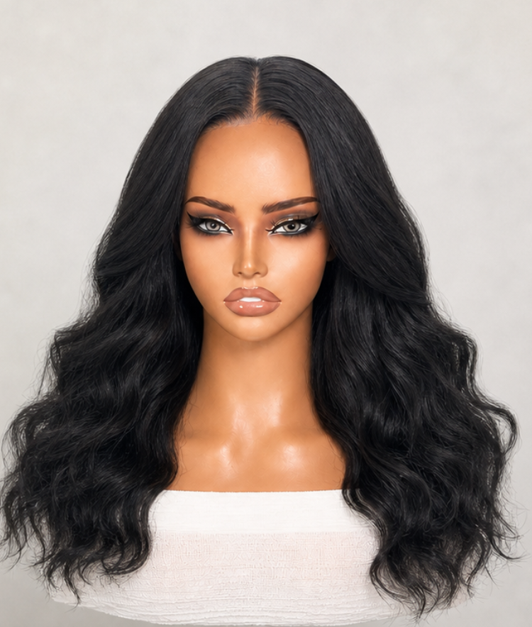Luvme Natural Black Glueless 7x6 Closure HD Lace Yaki Blow Out Body Wave Long Wig Pre-Cut Lace-01