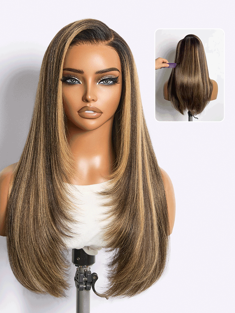 LISSAGE BEAUTÉ Beauty up veil Kagayaki Luvme All-Day Comfort Wig 180% Density Blonde Highlight Butterfly Cut