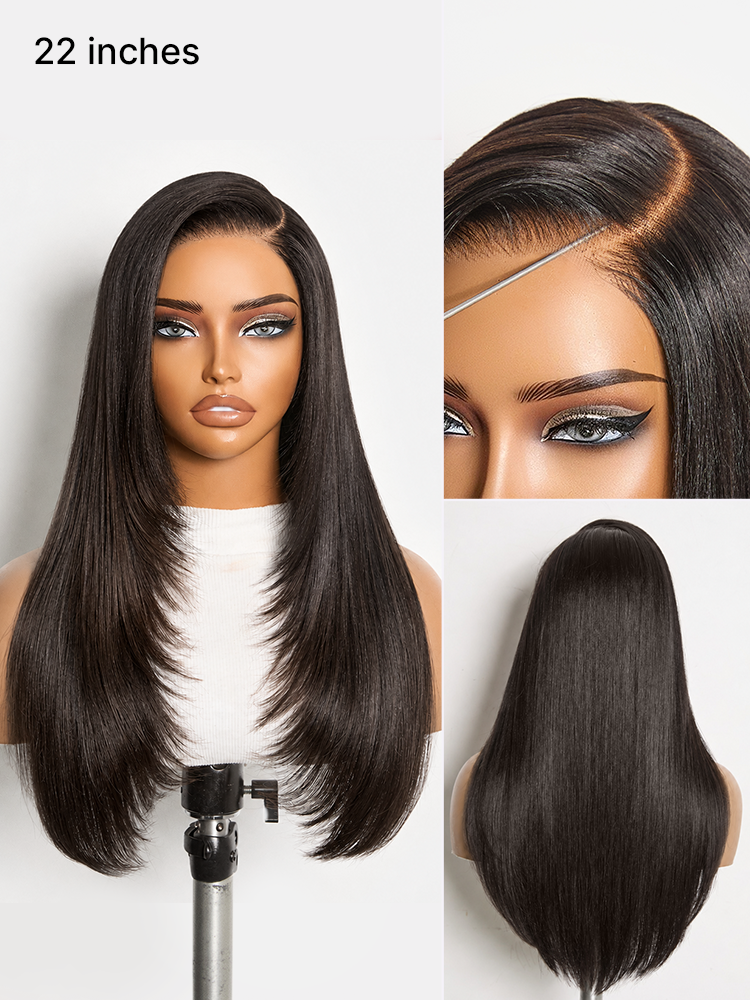 Luvme All-Day Comfort Blonde Highlight Butterfly Cut Layered Yaki Straight HD Lace Wig with 7x6 closure and pre-cut lace