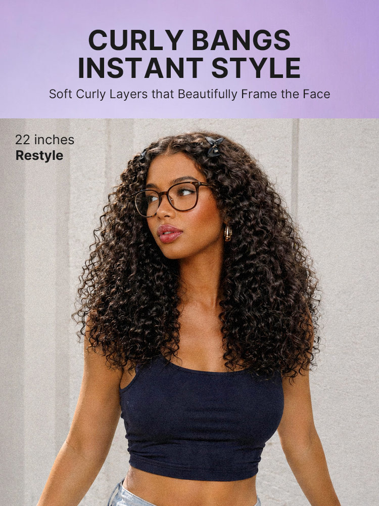 Beginner Friendly 200% Density Kinky Curly with Bangs Glueless 5x5 Closure Pre-Cut Lace Wig All Head Sizes Fit Cap-13